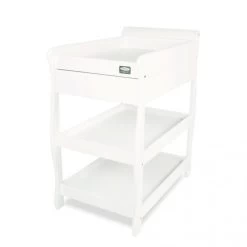 Sleigh Change Table With Draw - White
