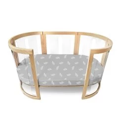 Amani Bebe Organic Sheet Set 2pce - Grey With White Leaf (Kaylula - Round & Oval)