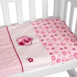 Amani Bebe 3Pce Cradle Sheet Set Raspberry Garden