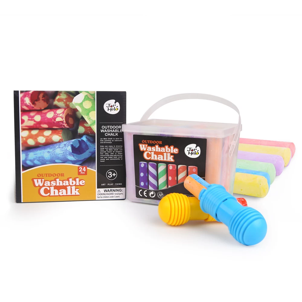 JarMelo Washable Sidewalk Chalk - 24 Colors Kit With 2 Holders 3 JarMelo Washable Sidewalk Chalk - 24 Colors Kit With 2 Holders - Image 3