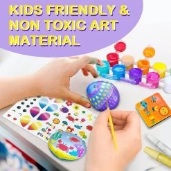 Jarmelo Rock Painting With Metallic Paints & Glitter Glues Craft Kit -KidKraft Store E01 JA94198 2