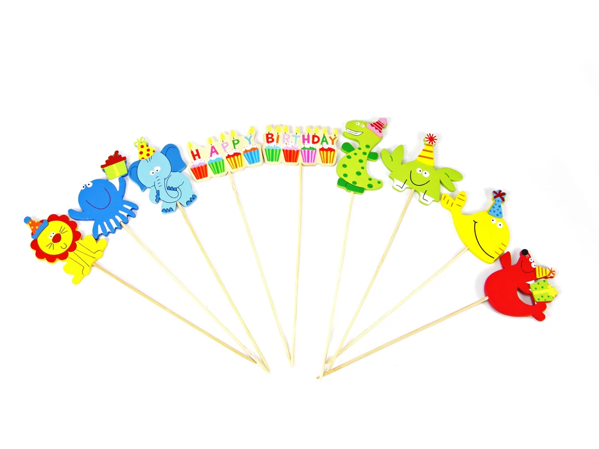 Birthday Animal Stick 9Pc 1 Birthday Animal Stick 9Pc