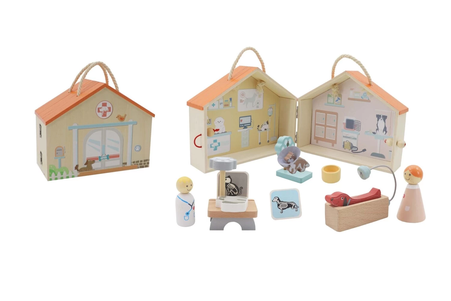 Kaper Kidz Wooden Portable Veterinary Pet Hospital Playset 1 Kaper Kidz Wooden Portable Veterinary Pet Hospital Playset