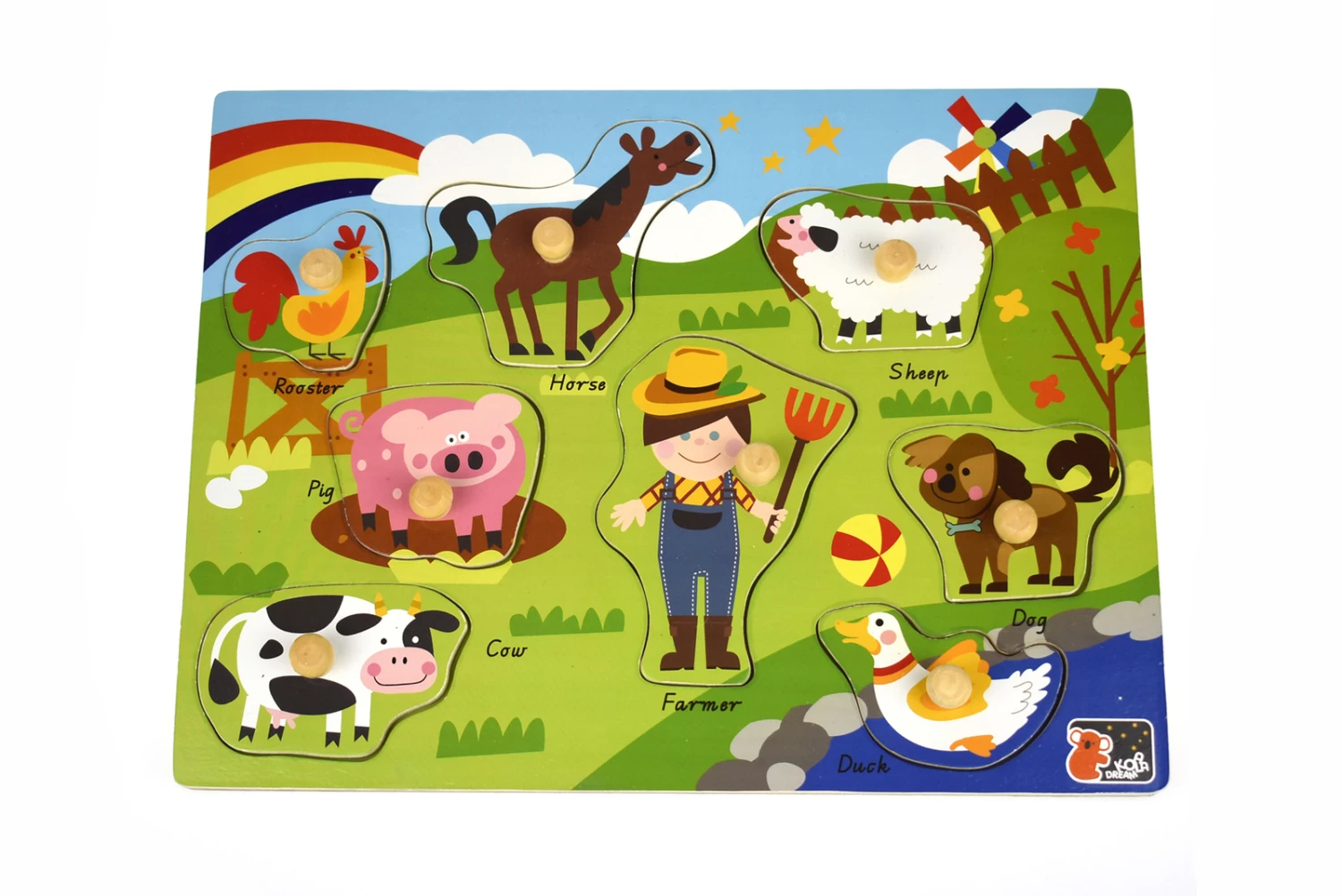 Koala Dream 2In1 Farm Animal Peg Puzzle 1 Koala Dream 2In1 Farm Animal Peg Puzzle