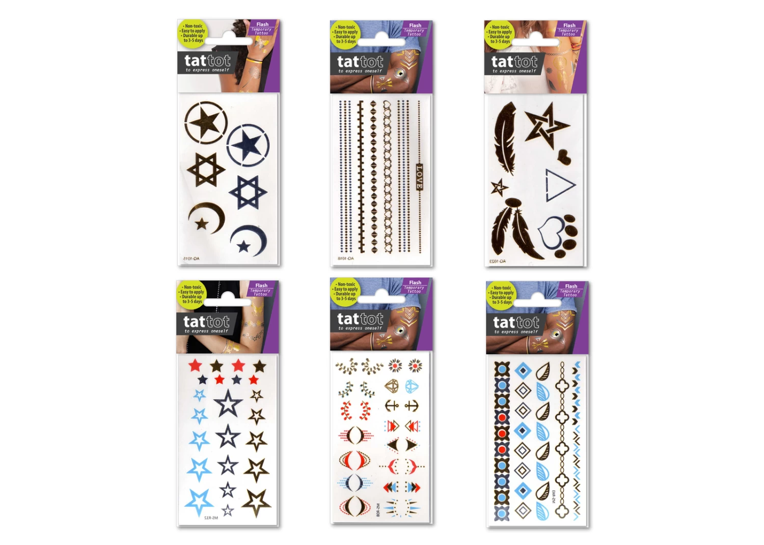 Tattot Temporary Tattoo Set Of 6 Metallic Symbol 1 Tattot Temporary Tattoo Set Of 6 Metallic Symbol