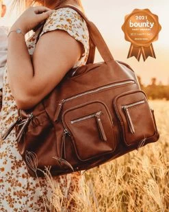 Oioi Nappy Bag Carry All - Tan Faux Leather -KidKraft Store O01 7052 2